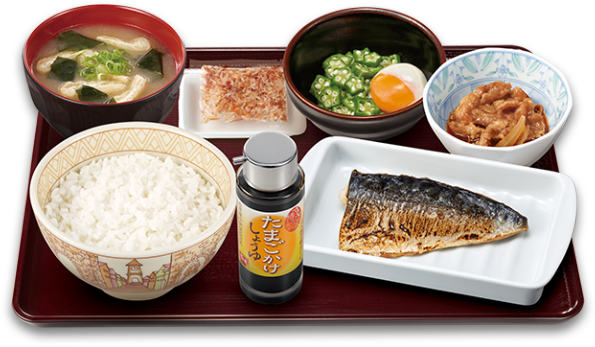 牛塩さばまぜのっけ朝食