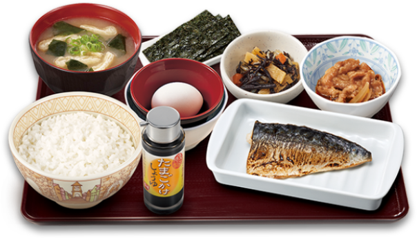 牛塩さばたまかけ朝食