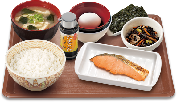 鮭ほぐし・たまかけ朝食