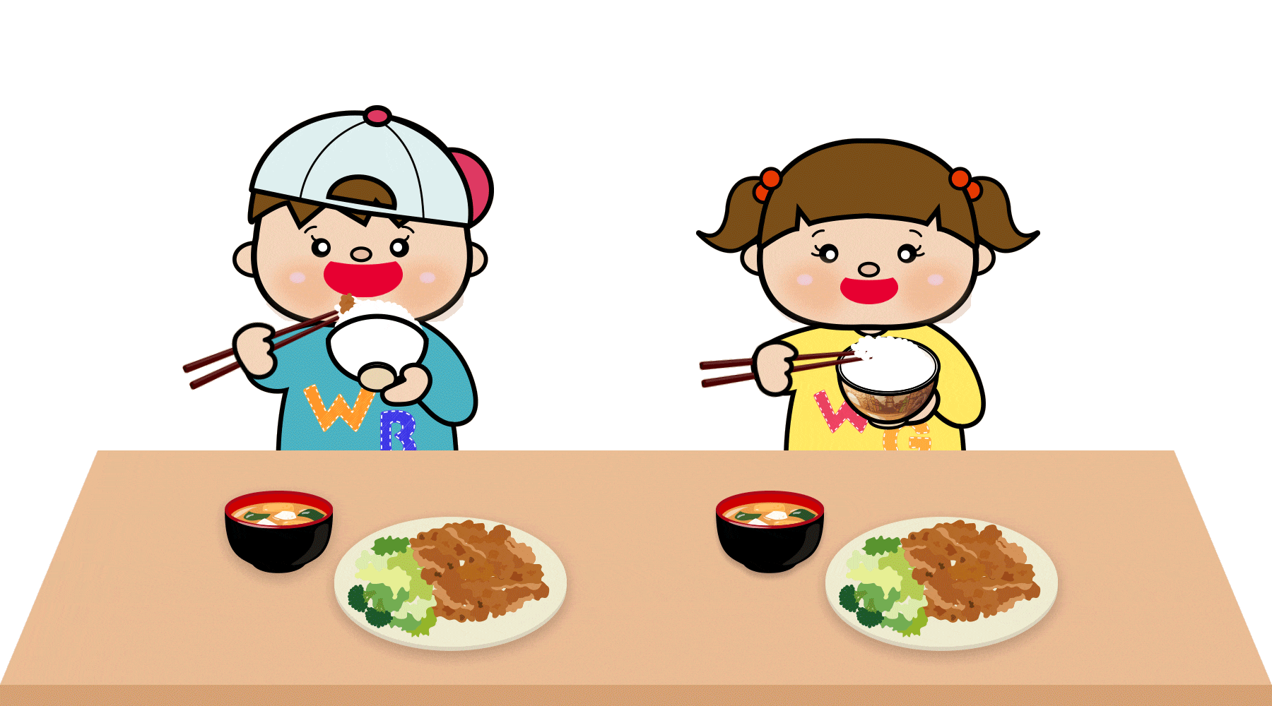 ご飯をもりもり食べる子供