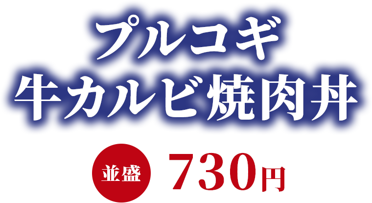 プルコギ牛カルビ焼肉丼 並盛730円