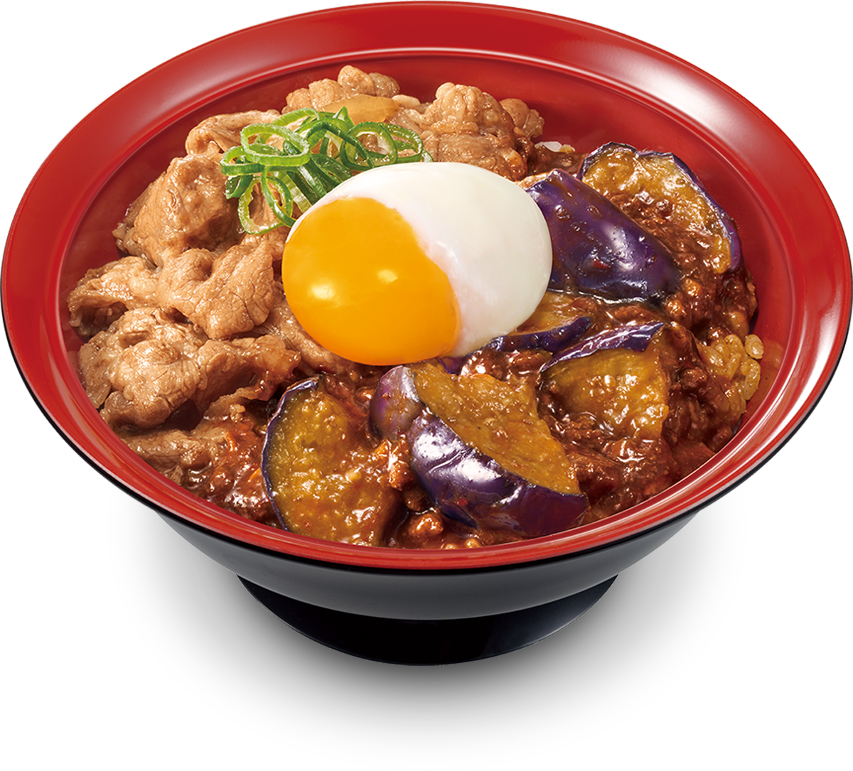 おんたまシビ辛麻婆茄子牛丼