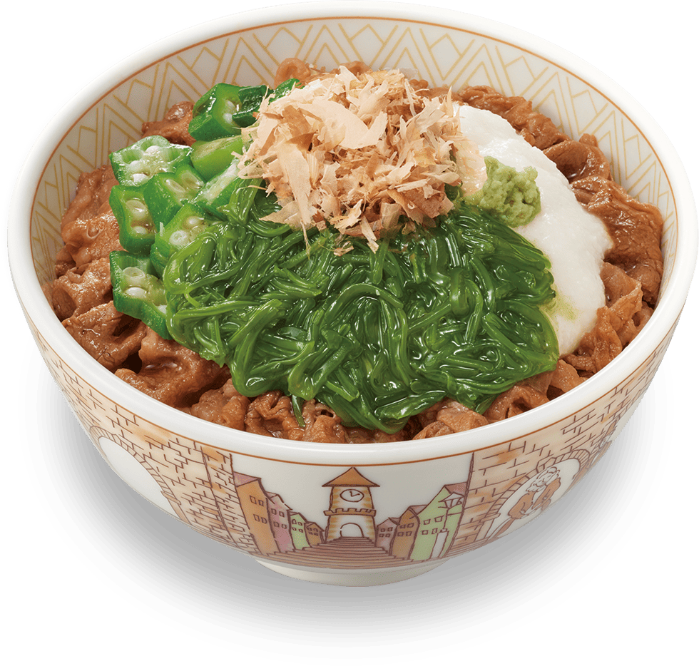 山かけめかぶオクラ牛丼