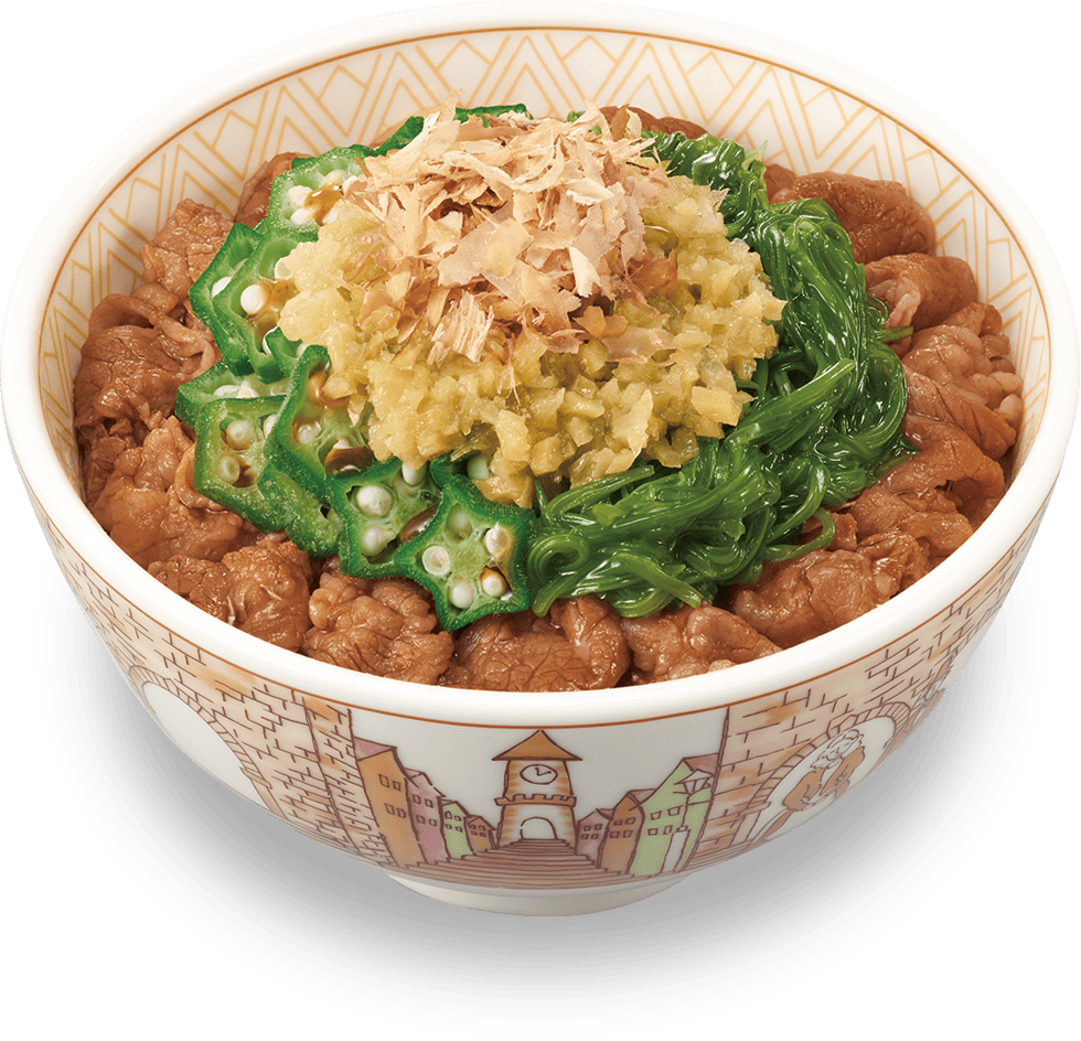 生姜めかぶオクラ牛丼