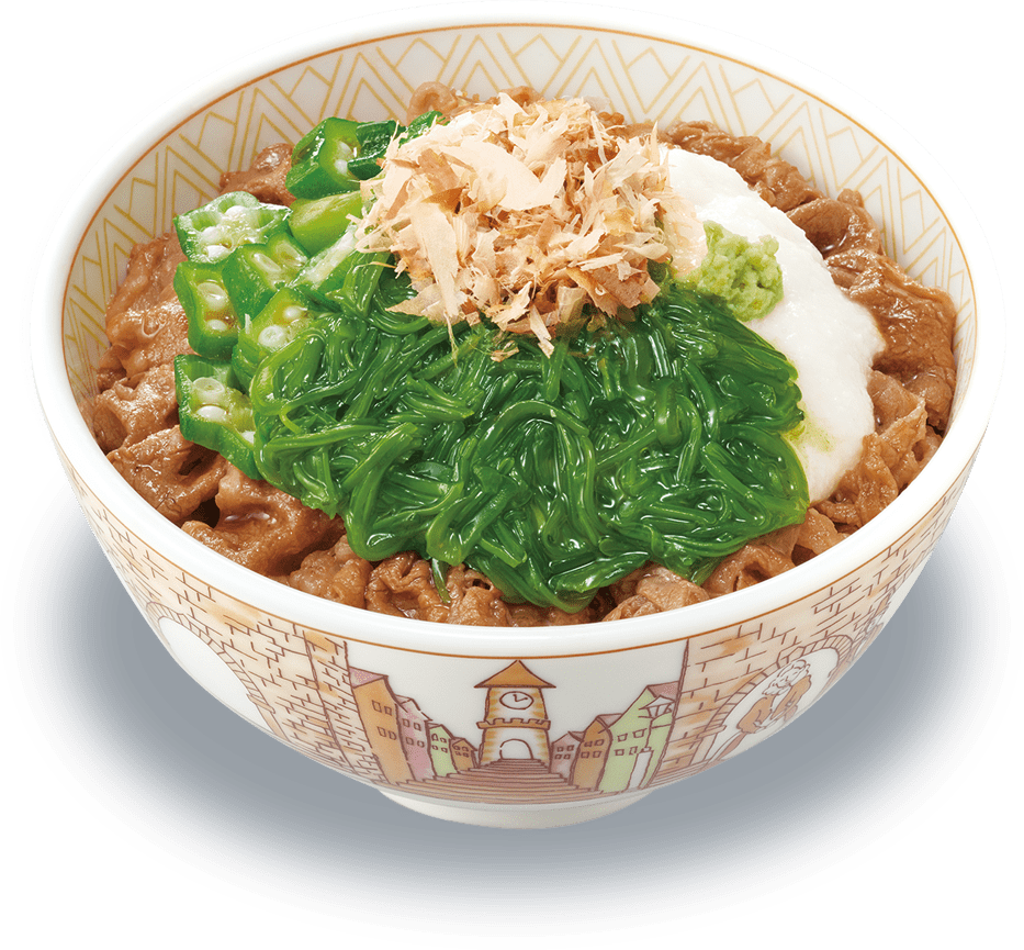 山かけめかぶオクラ牛丼