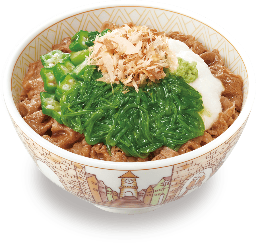 山かけめかぶオクラ牛丼