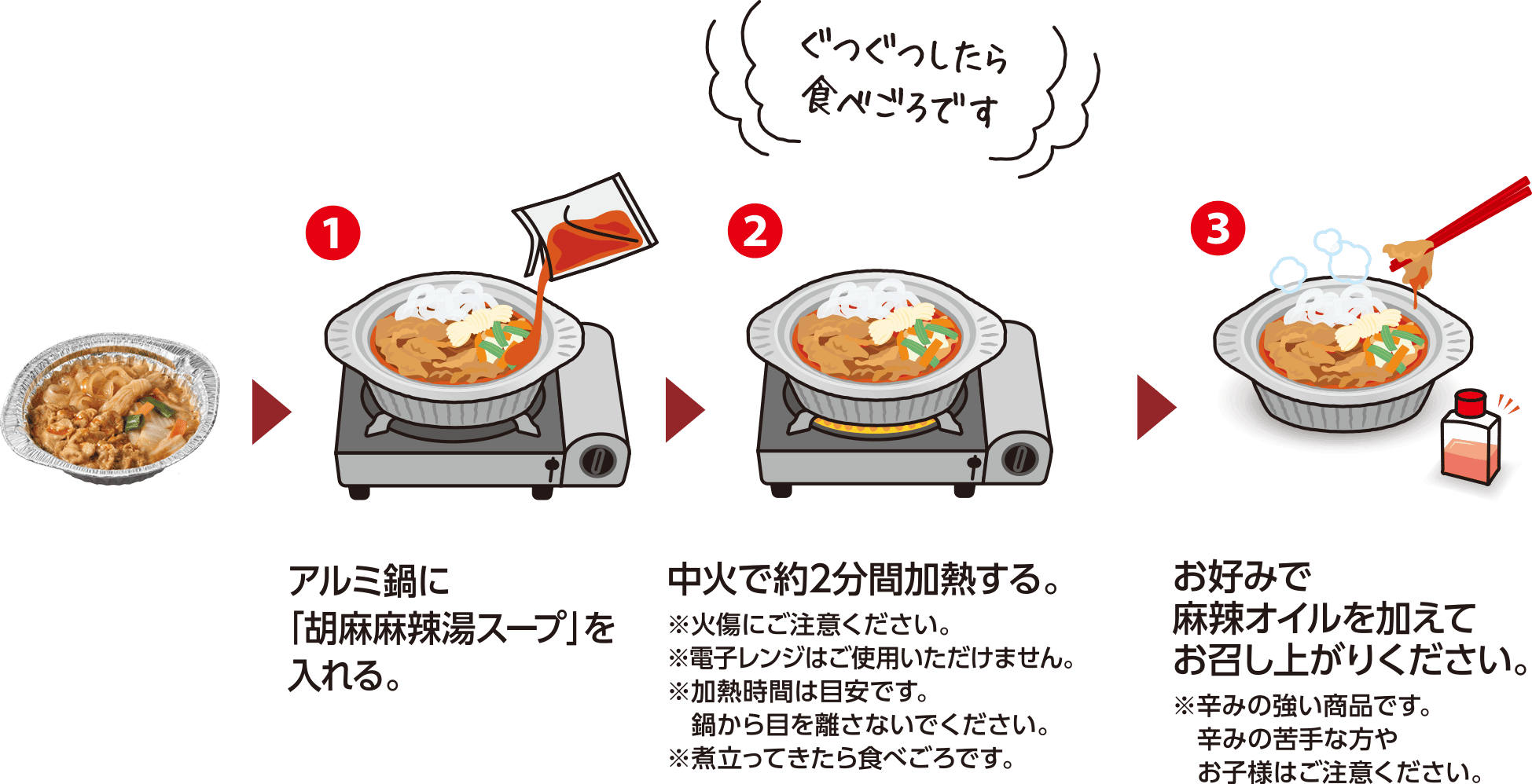 牛・胡麻麻辣湯鍋食べ方