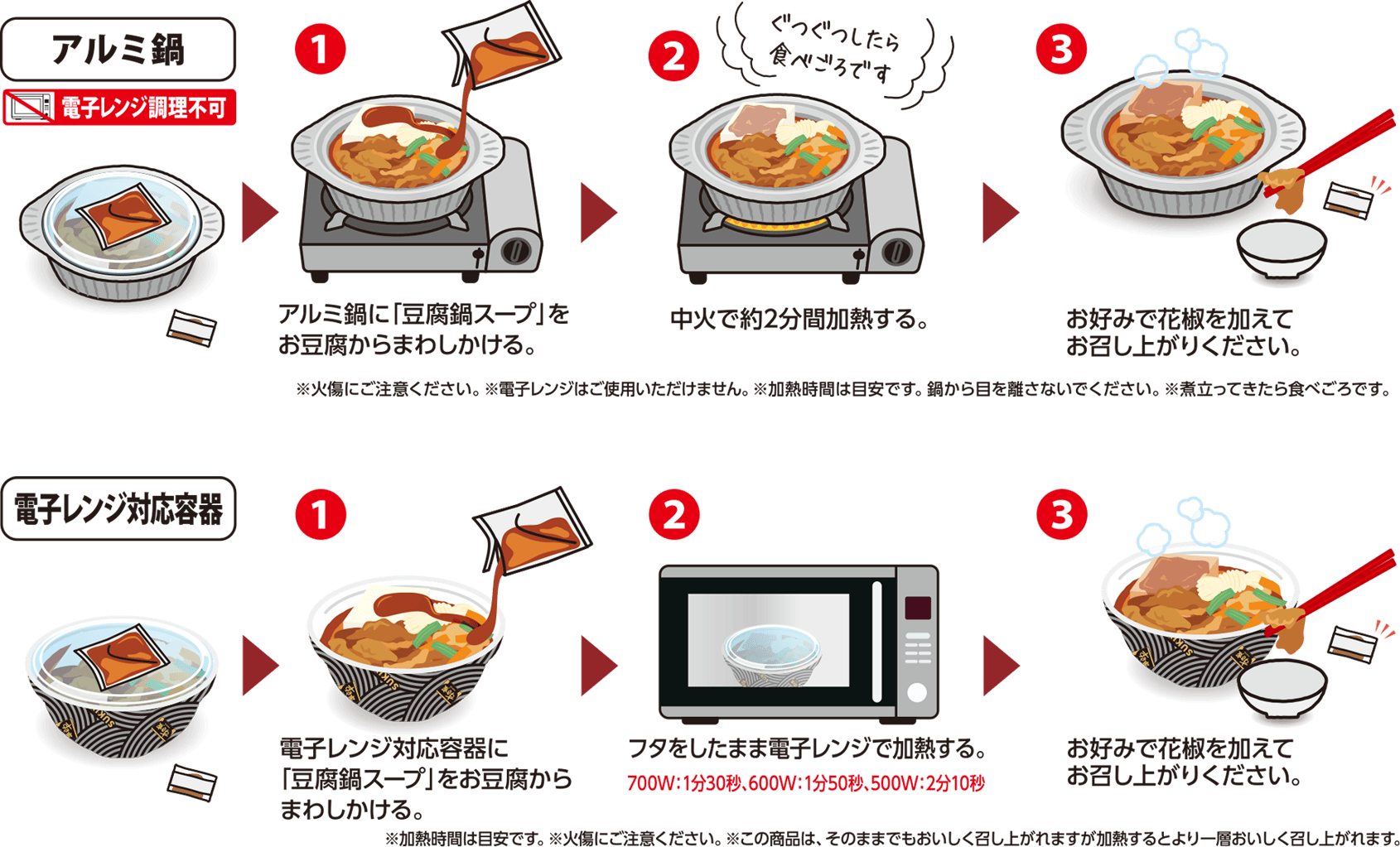 牛・旨辛豆腐鍋のおいしい食べ方