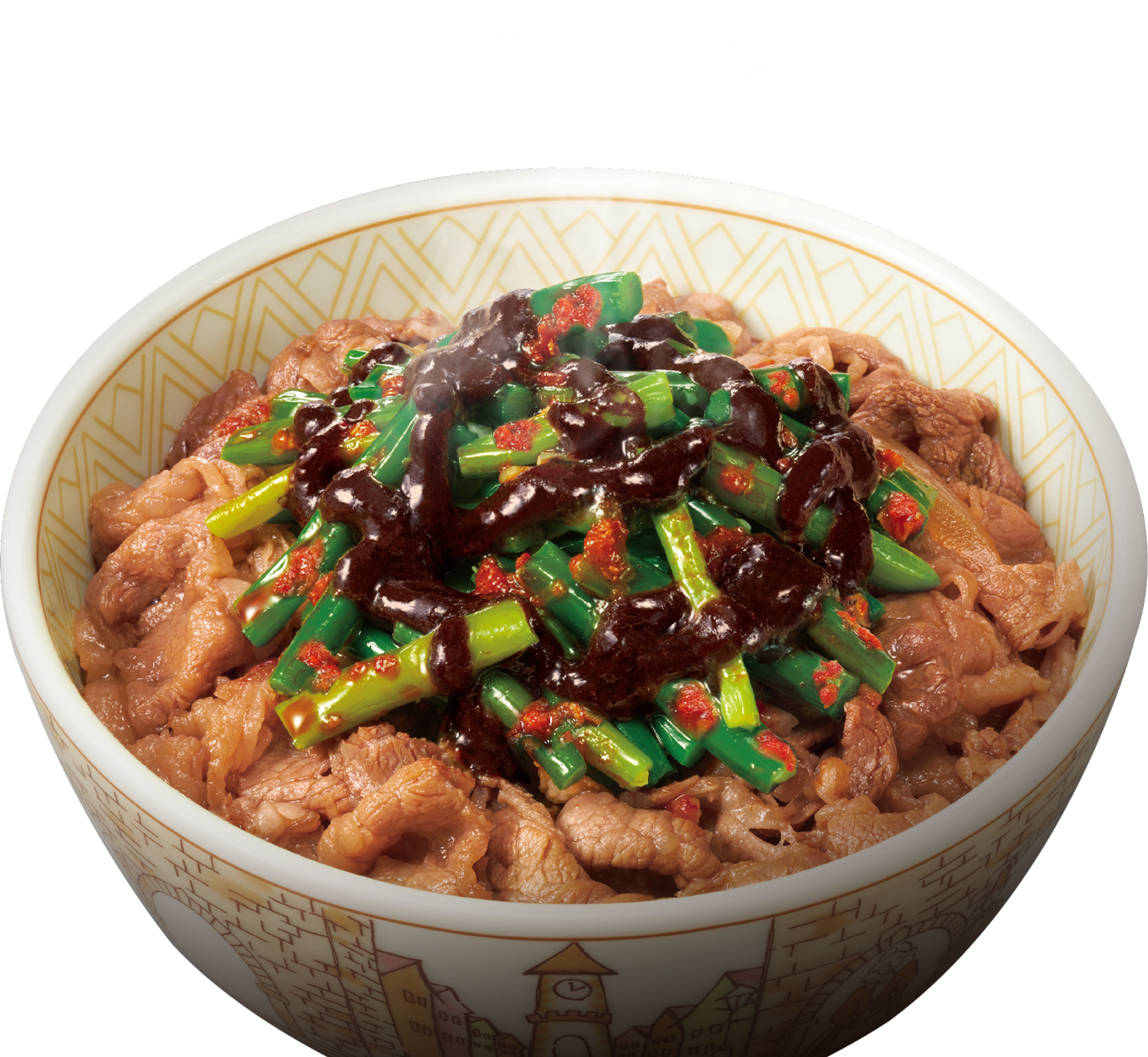 ニンニクの芽牛丼