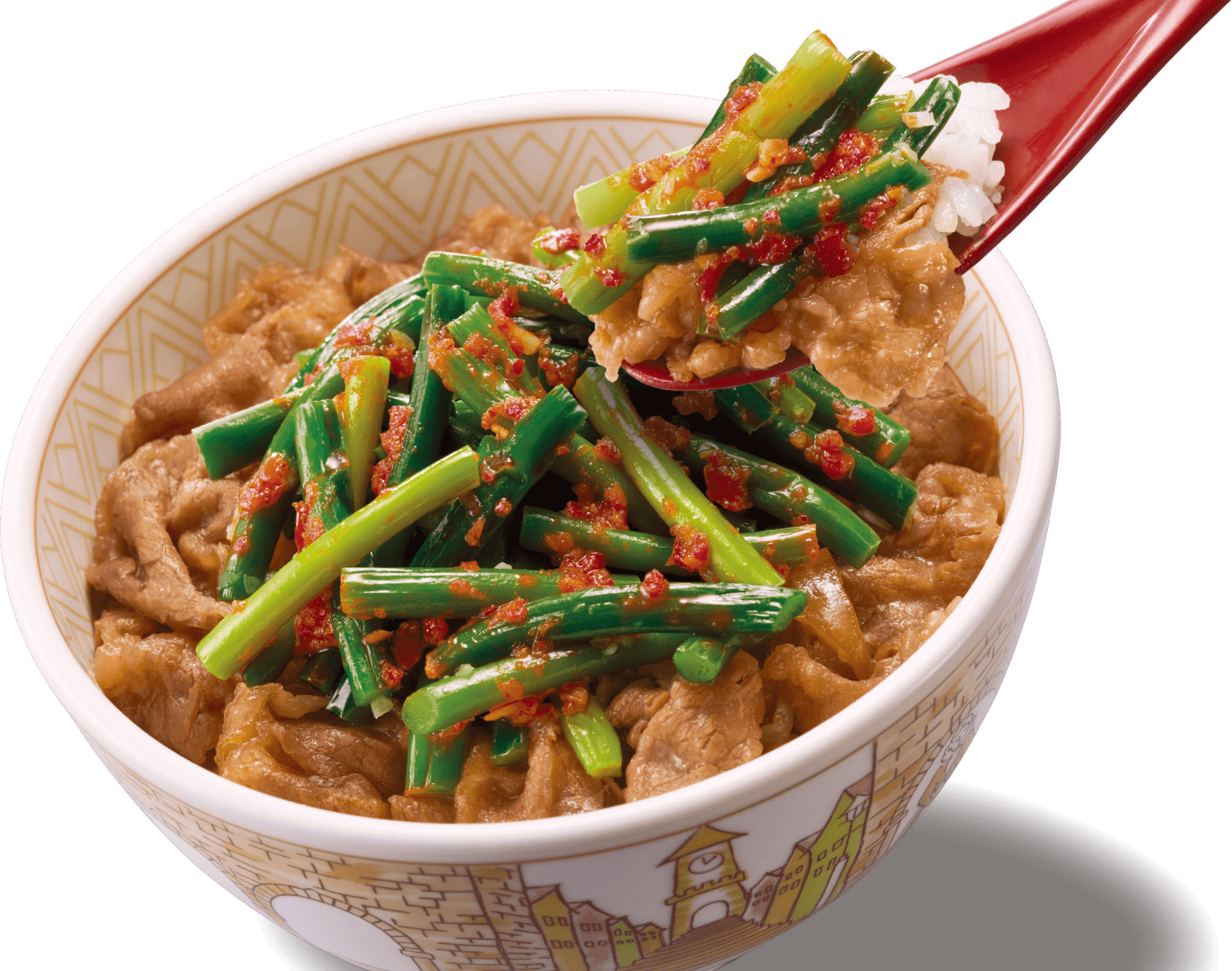 ニンニクの芽牛丼