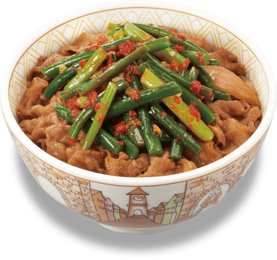 ニンニクの芽牛丼