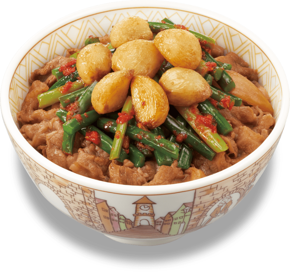 ニンニクの芽牛丼