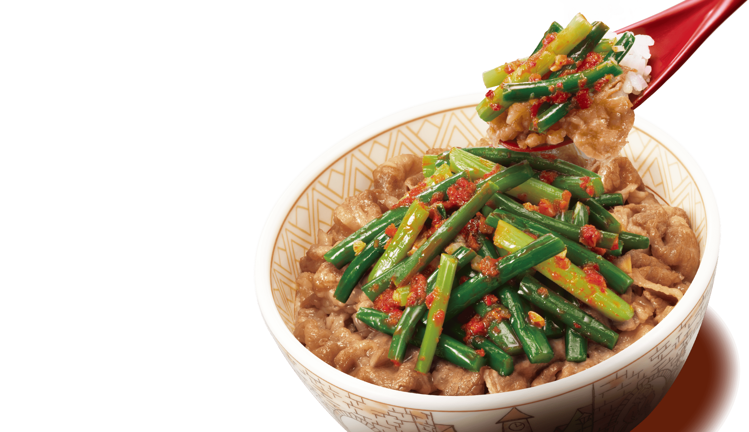 ニンニクの芽牛丼