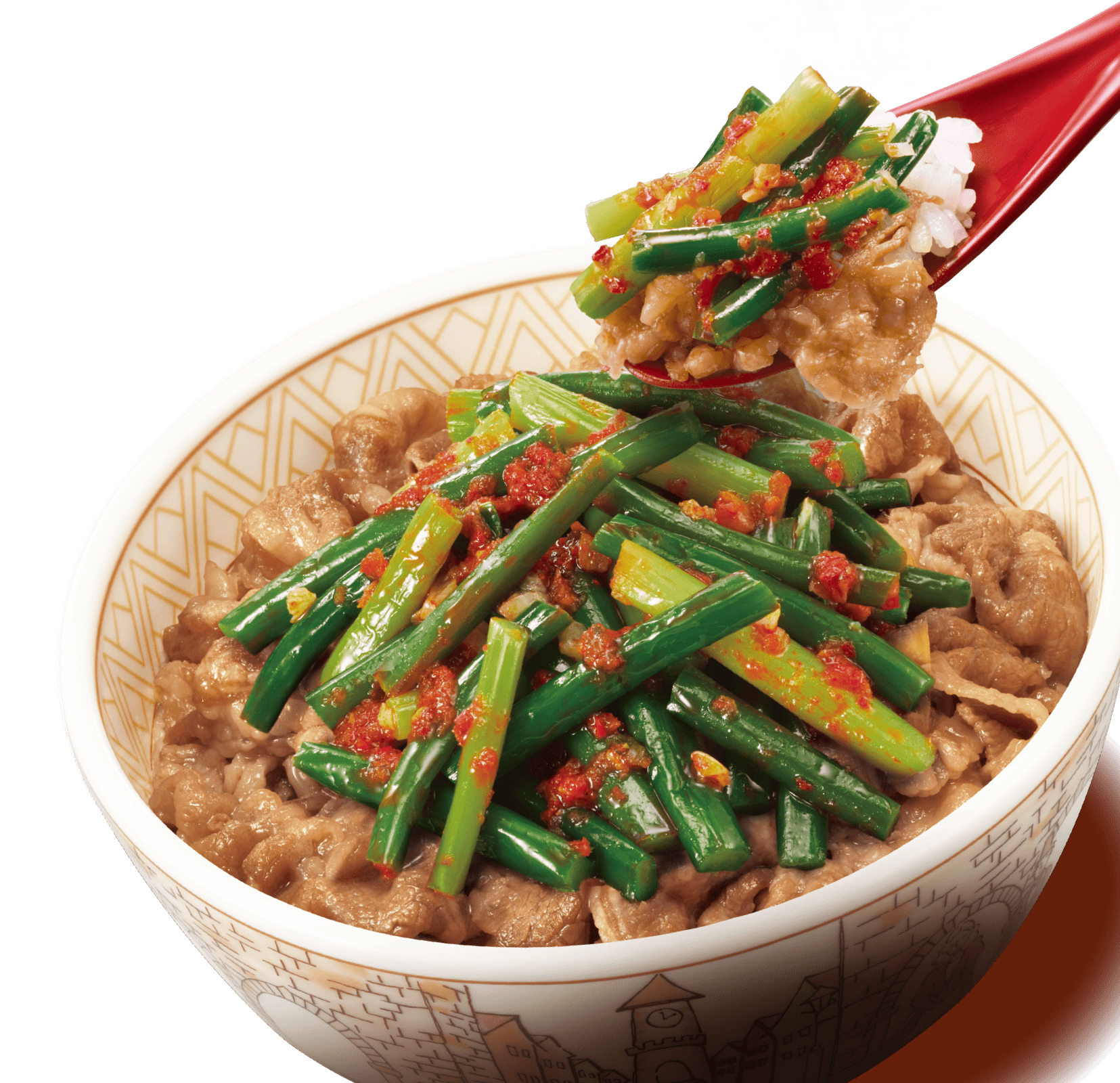 ニンニクの芽牛丼