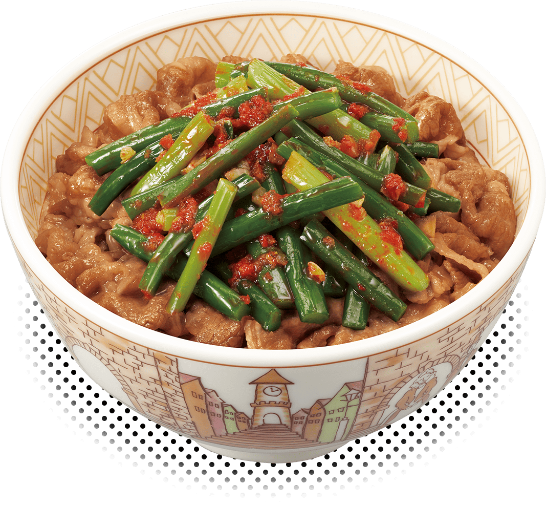 ニンニクの芽牛丼