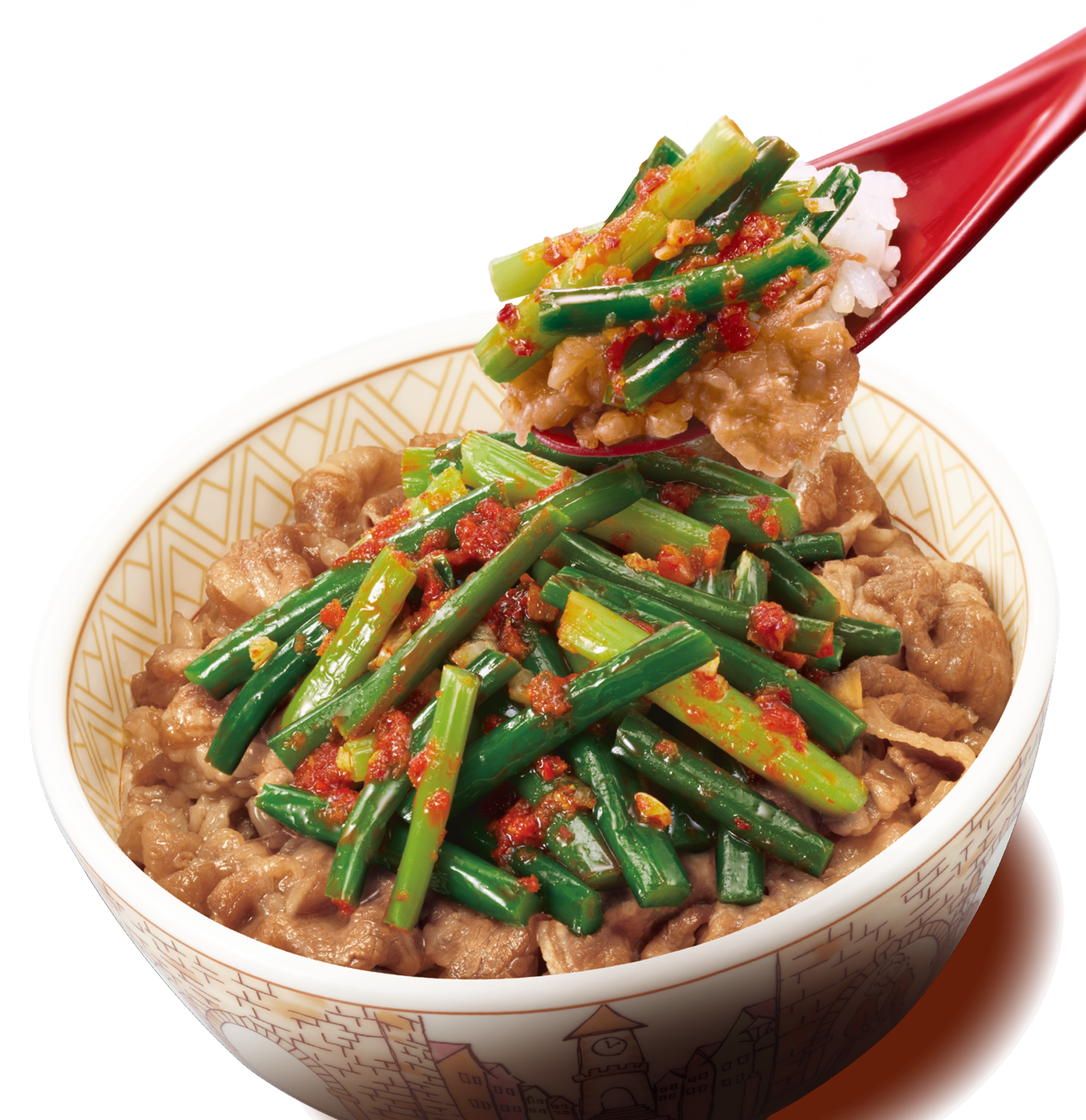 にんにくの芽牛丼