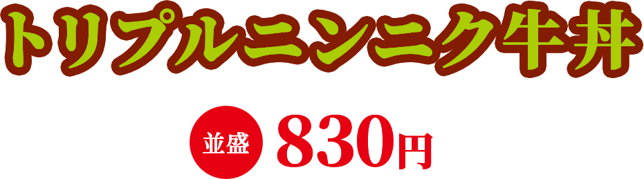 トリプルニンニク牛丼 並盛830円