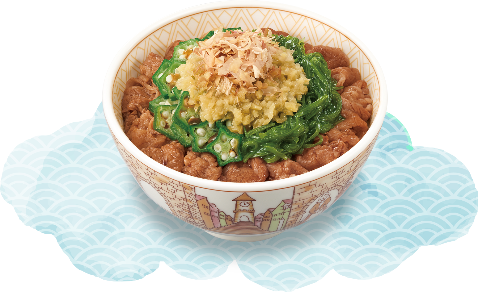 生姜めかぶオクラ牛丼