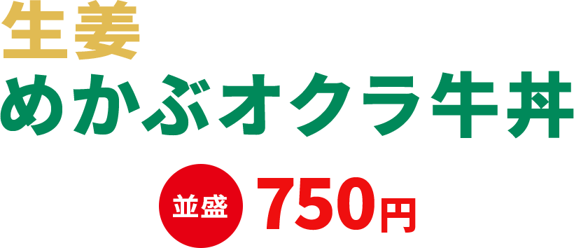 生姜めかぶオクラ牛丼 並盛750円