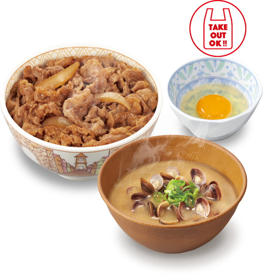 牛丼しじみ汁たまごセット