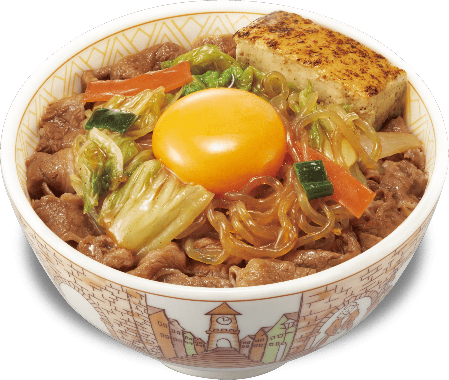 月見すき焼き牛丼