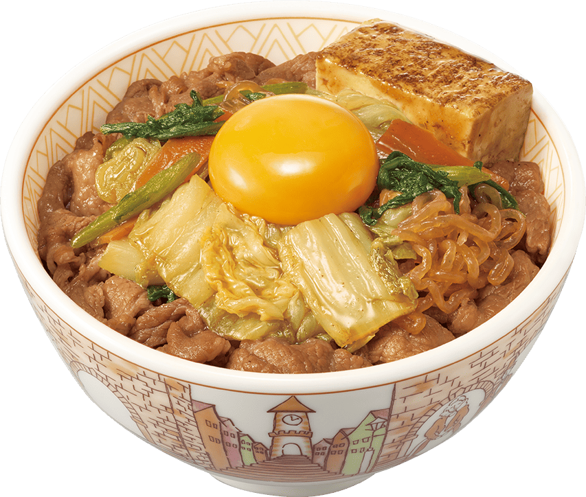 月見すきやき牛丼